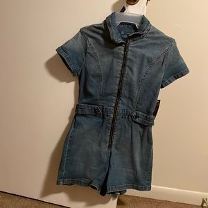 Denim zip up jumpsuit